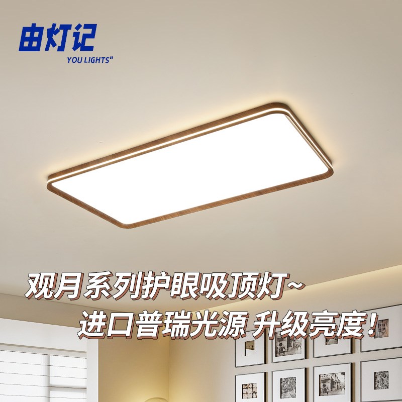 由灯记观月系列客厅吸顶灯日式复古灯具中古风全光谱高亮大厅主灯