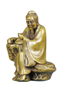 茶仙圣人铜像陆羽品茶纯铜茶圣茶仙摆件茶神摆设品家居茶具茶仙摆