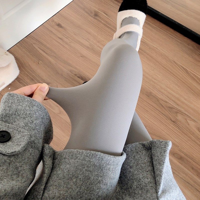 秋冬加绒烟灰色连裤袜女加厚保暖深灰色踩脚袜咖啡色打底裤黑丝袜