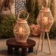 竹编侘寂风灯落地装 饰品烛台客厅氛围感 饰摆件复古室内民宿造景装