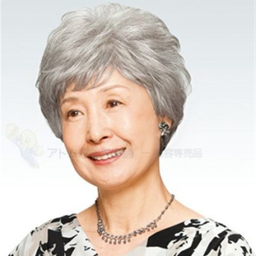 老年假发 女短直发蓬松 花白假发 表演老奶奶老太婆 舞台用有大号