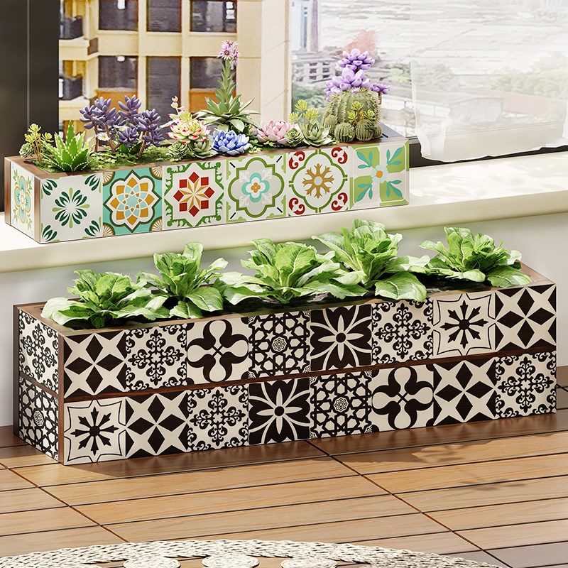 阳台窗台长条窄边种菜盆新款加厚在家种花实木质种植箱屋里小花盆