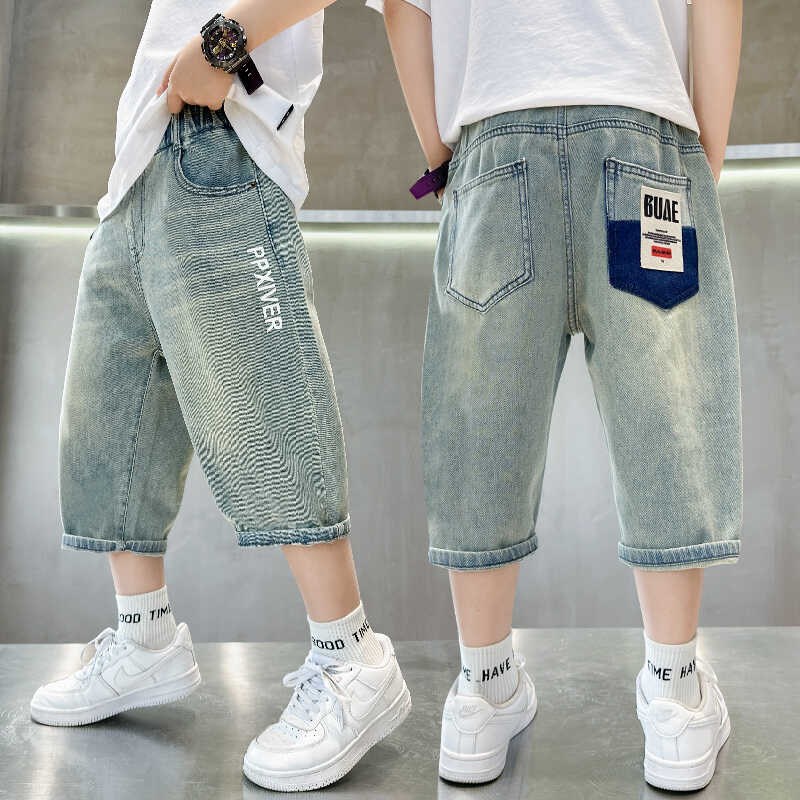 儿童装男童裤子2024新款中大童薄款夏季牛仔短裤夏款男孩五分中裤