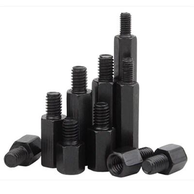 单头六角隔离柱黑色塑料尼龙柱螺丝M2.5 M2*x5x7x8x11x13x15x20mm