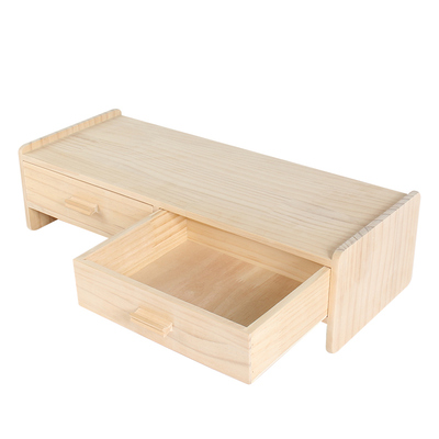 实木电脑增高架办公室桌面置物带抽屉的木质加高键盘收纳盒免安装