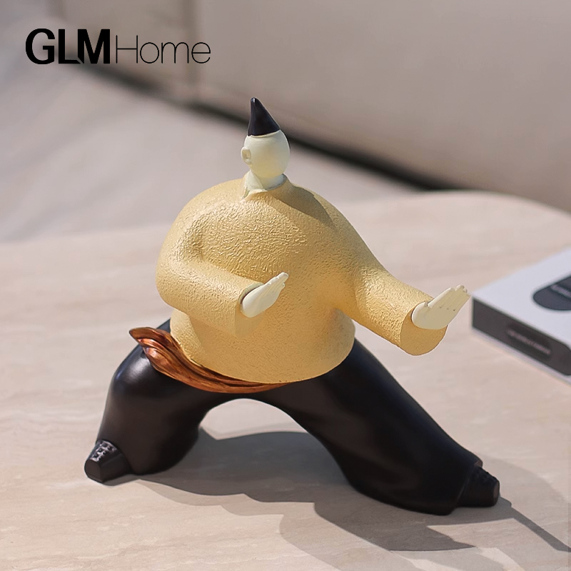 新中式创意抽象人物太极宗师客厅玄关柜酒柜老板办公室装饰品摆件