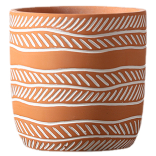 雕刻工艺红陶土花盆简约素烧透气有孔粗陶泥瓦盆透气多肉盆栽植物