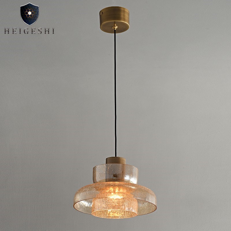 简约新款复古床头吊灯轻奢咖啡厅吧台灯设计师背景墙灯炸裂纹吊灯