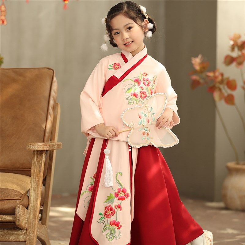 女童中国风长袖外套长半裙套装中大童秋季古风裙子儿童复古汉服裙,童装/婴儿装/亲子装,汉服,淘宝优惠券,粉丝福利购,淘宝优惠卷