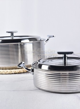 样板房厨房不锈钢双耳汤锅装饰创意样板房间软装摆件锅具饰品摆件