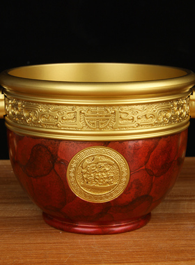 卓好 铜缸摆件铜聚宝盆缸摆件招字大铜缸摆件