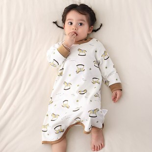 儿童睡袍春秋宝宝睡衣婴儿睡裙秋季纯棉a类男童女家居服护肚秋冬