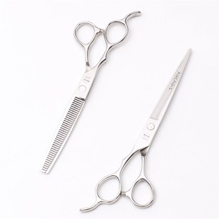 阿恰比左手剪刀理发平剪牙剪左撇子专用美发刀剪打薄7寸宠物直剪