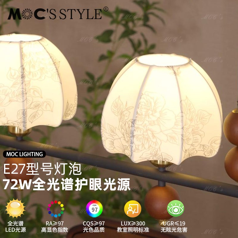 默川法式复古花纹布艺餐厅吊扇灯实木奶油中古风书房餐桌风扇吊灯