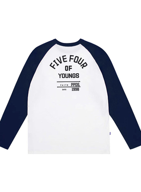 54YS 拼色基础圆领国潮长袖情侣男卫衣春秋款薄