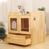 墨菡封闭式 实木猫厕所猫柜防臭防外溅猫砂盆猫窝一体松木猫屎盆