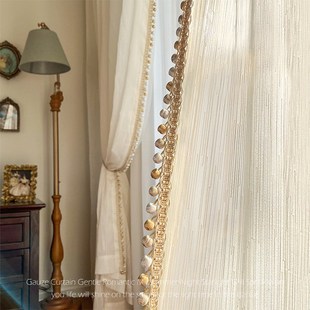 流光纱细闪珠光高级感轻奢风竖条窗纱简约大气纱帘透光不透人新款