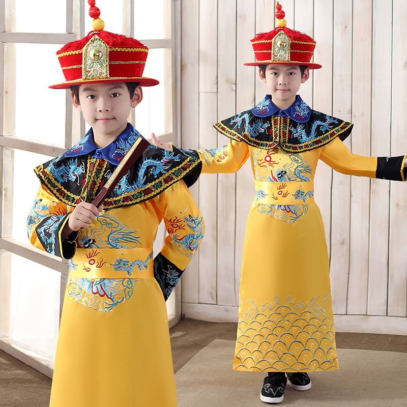 汉服男童皇上太子服装皇帝衣服朝衣龙袍男孩古代清朝服装儿童古装