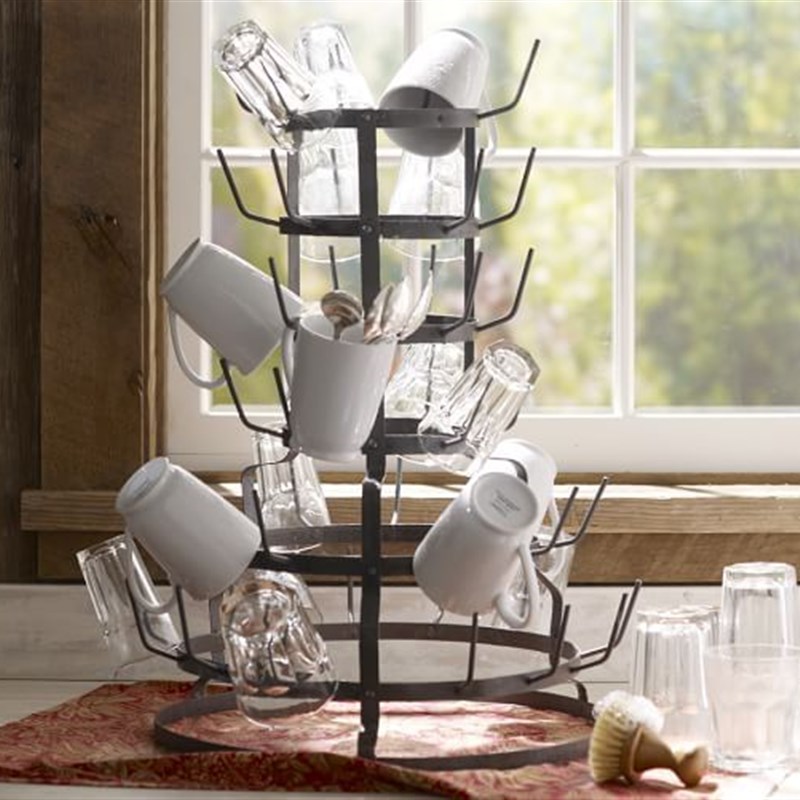创意欧式铁艺放置咖啡杯架挂杯架马克杯情侣杯茶水杯收纳架沥水盘