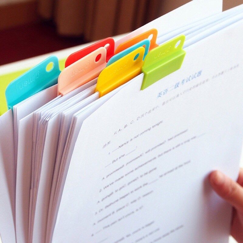 巨门彩色随意夹票据装订活页纸试卷夹子塑料文件分类夹薄片夹子