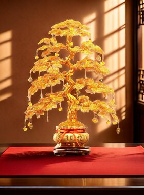 中式发财树招财树铜丝铝线编制纯手工婚庆新宅乔迁玄关摇钱树摆件