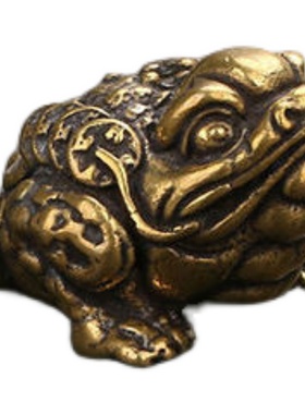 纯铜把玩件金蟾招财摆件茶宠小金蟾手把件蟾蜍家居装饰品办公室