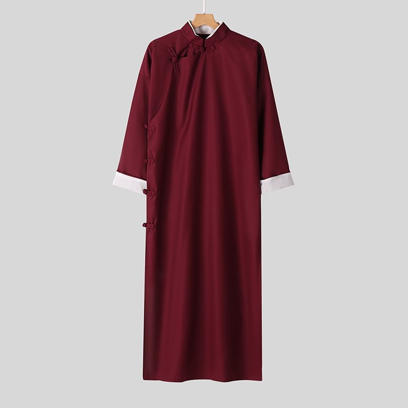 中式长衫男女民国风长袍长褂茶服马褂唐装礼服立领相声服表演出服