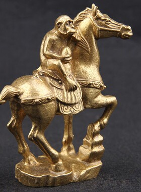 铜马上猴摆件 铜马摆件客厅马上骑猴铜生肖猴工艺品办公室摆件