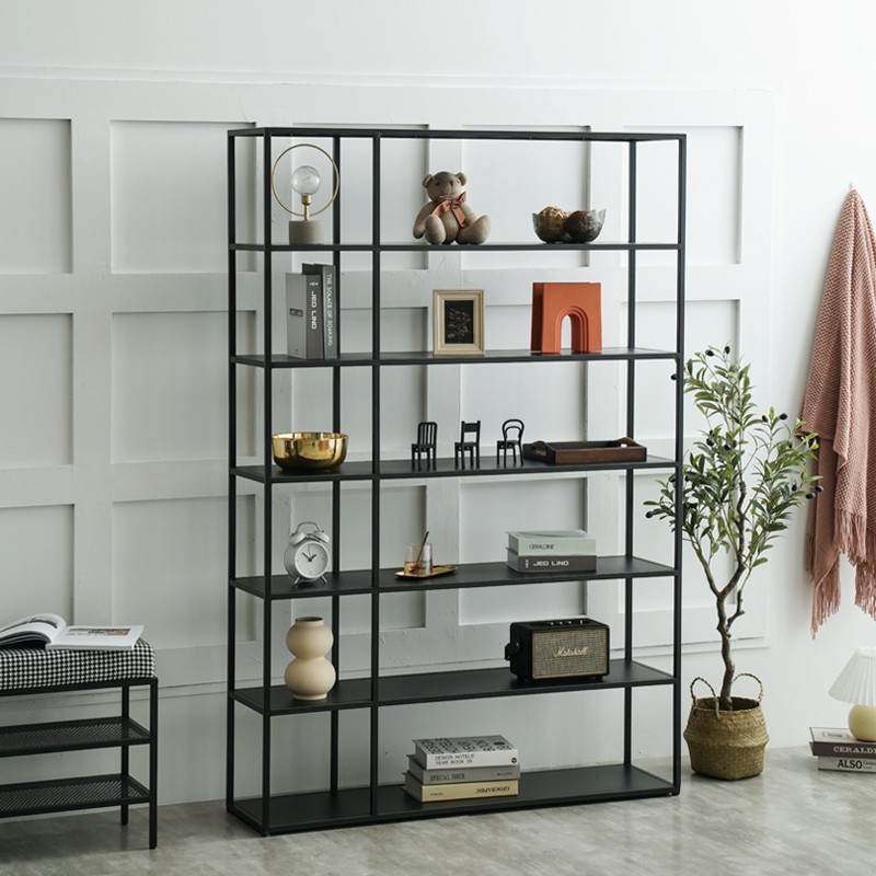 铁梵 铁艺置物架办公室书架隔断房间展示架书房铁架子收纳陈列架