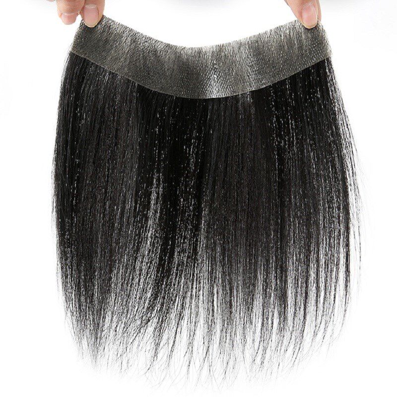 真发假发男士假发片前额隐形贴发际线男头顶补发块男生假刘海片