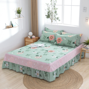 纯棉床裙单件1.5米1.8m全棉床罩防滑防尘席梦思床垫保护套200x220