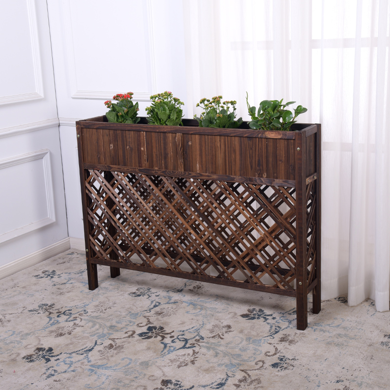 炭化防腐木花架咖啡餐厅酒店花卉展示架围栏隔断网格爬藤花盆架