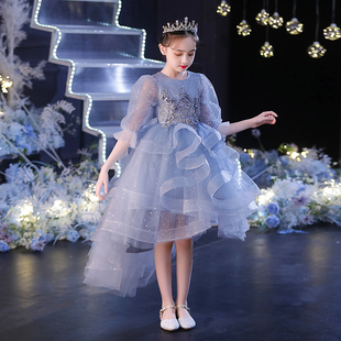 女童礼服公主裙生日长袖小女孩花童主持人儿童钢琴演出服演奏秋冬