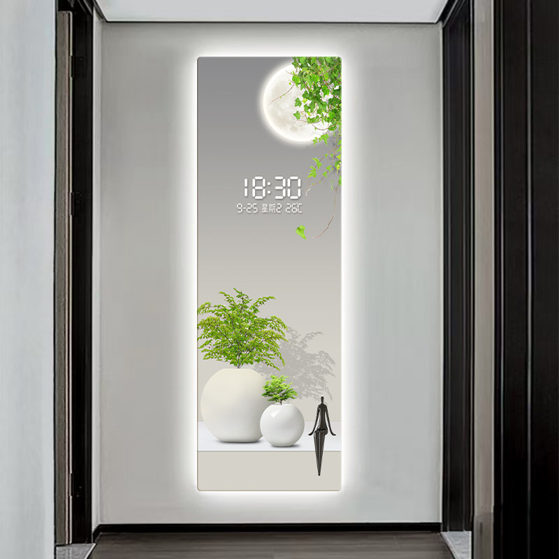 简约绿植数显电子钟表挂钟入户