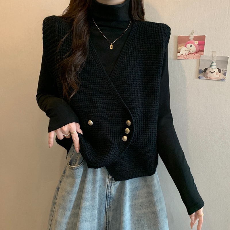 时尚上衣时髦马甲女2024秋冬套装感胖mm大码洋气新款两件毛衣