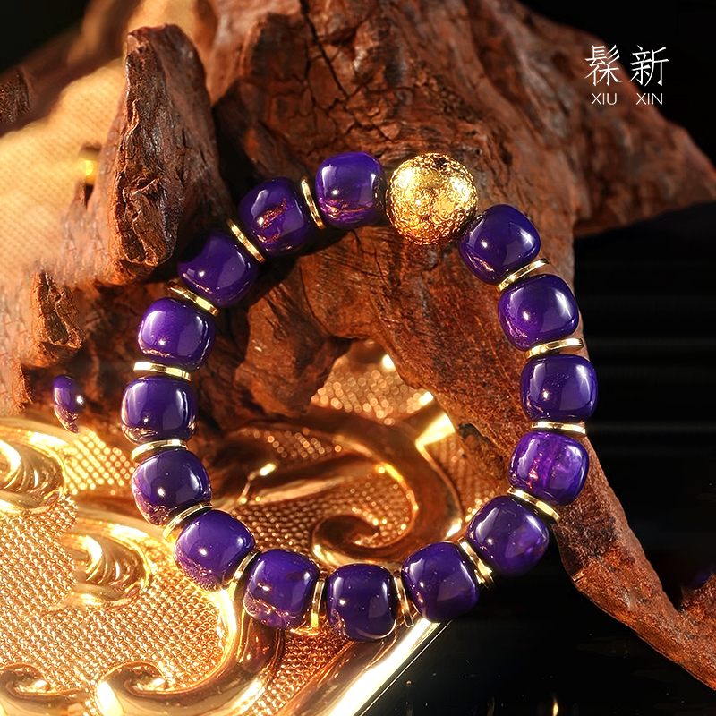 天然大漆手串仿松石大漆老型珠