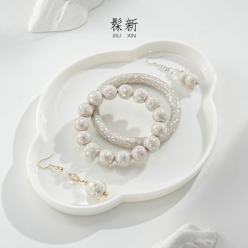 髹新白螺钿大漆珠非遗手作配珠