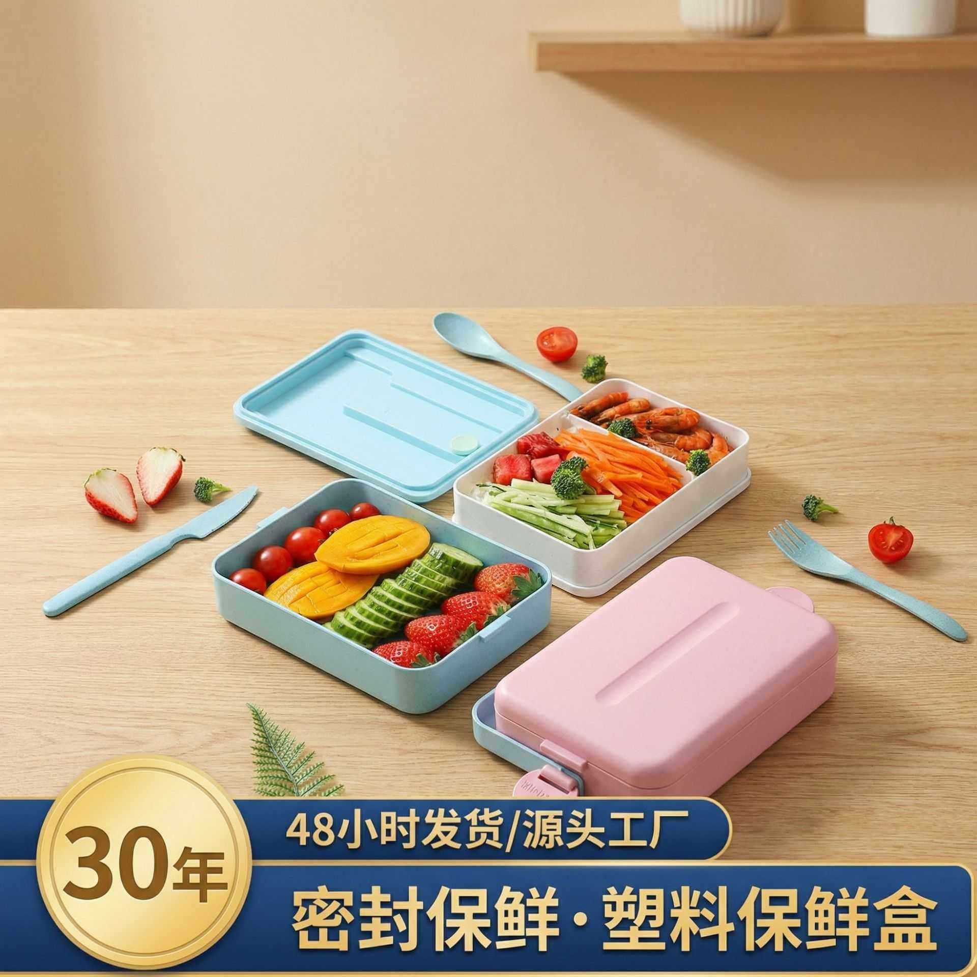 家用双层保温饭盒小学生日式便当盒餐盒饺子盒塑料长方形保鲜盒,餐饮具,保鲜盒,淘宝优惠券,粉丝福利购,淘宝优惠卷