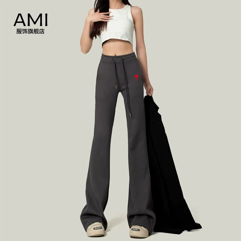 AMI官方 2026美式复古灰色微喇叭裤女春初春新款宽松显瘦休闲长裤