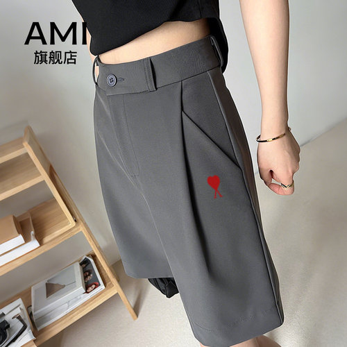 AMI官方西装短裤女夏薄宽松外穿a字工装五分港风高腰显瘦阔腿中裤