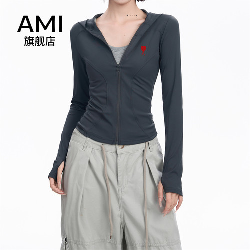 AMI官方冰感触面料防晒衣外套女夏修身收腰轻薄2026新款冰丝上衣