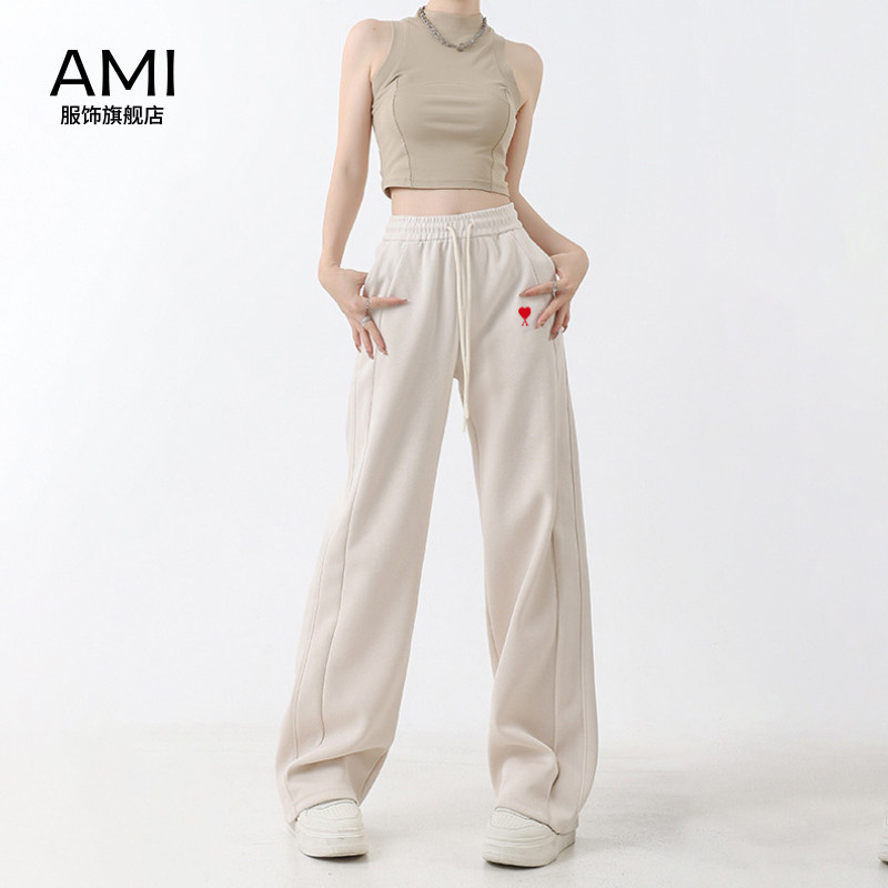 AMI官方 2026美式复古阔腿裤女2026春初春新款高腰显瘦垂感直筒休