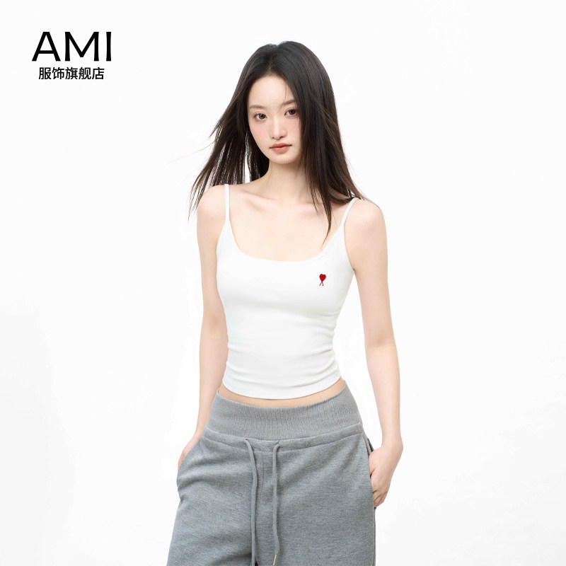 AMI官方 2026美式白色u领带胸垫吊带背心女春季新款正品无袖辣妹
