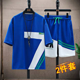 休闲运动套装男夏季m青少年初中学生韩版潮流宽松短袖t恤大童夏装