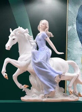 现代欧式家居简约人物装饰品客厅酒柜摆件陶瓷工艺品生日礼物新款