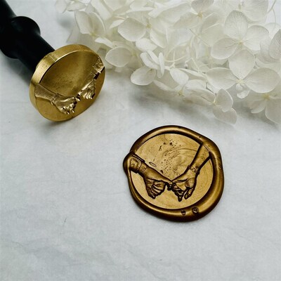 【牵手】情侣手牵手火漆印章浮雕3D立体复古章手帐信封火漆小章