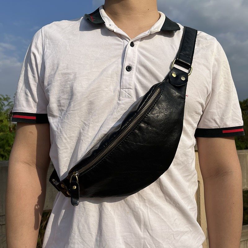 手工复古个性疯马皮腰包挎包男士真皮户外休闲胸包时尚百搭质感包,箱包皮具/热销女包/男包,胸包,淘宝优惠券,粉丝福利购,淘宝优惠卷