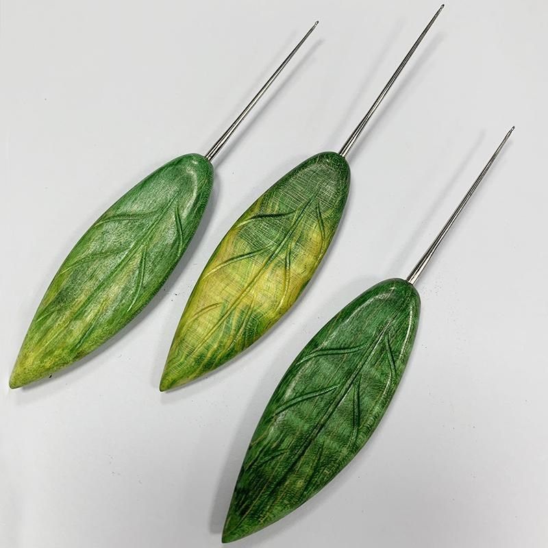 彩木叶子钩针工具套装勾毛线不锈钢木柄毛衣针diy手工编织材料包