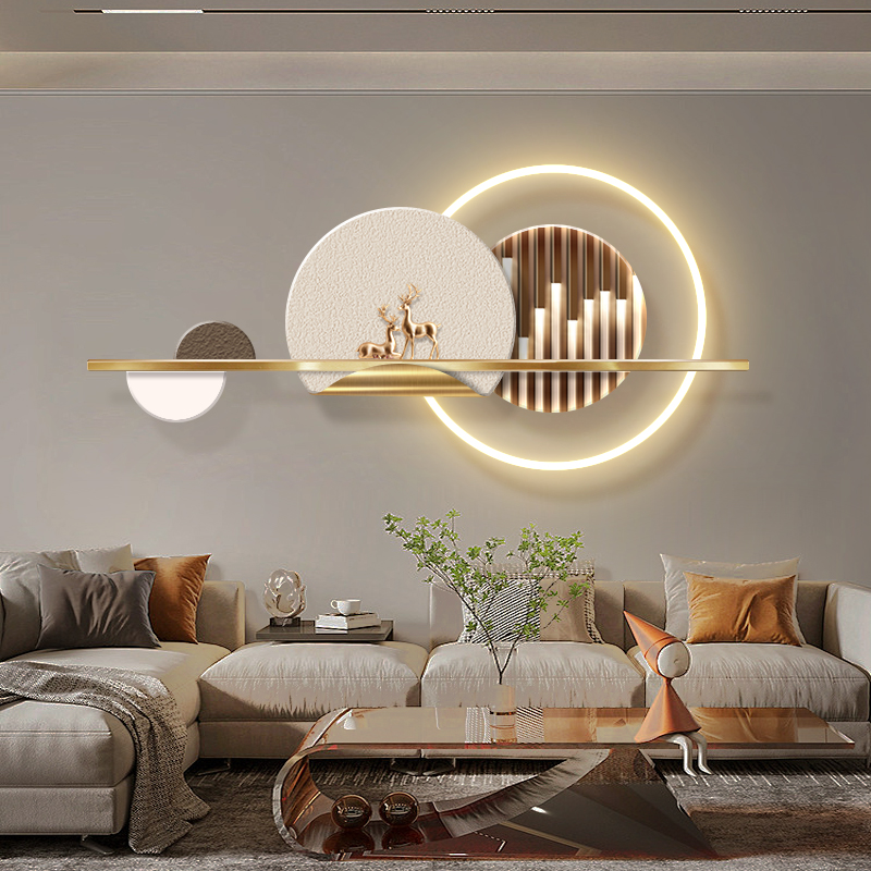 轻奢高级感客厅装饰画壁灯沙发背景墙led发光壁画奶油3D立体挂画