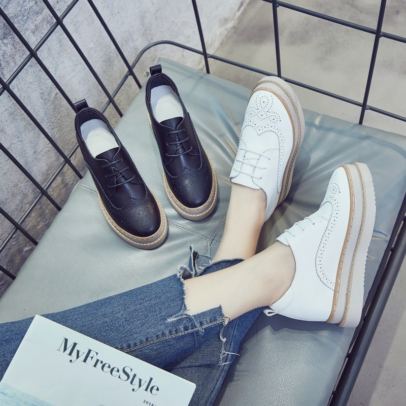 英伦风内增高小i皮鞋女2024秋冬新款方头厚底松糕鞋百搭休闲小白